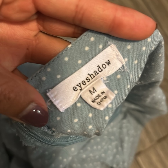 Eyeshadow Sky Blue Asymmetrical Dress with Polka Dots size M - Picture 4 of 10